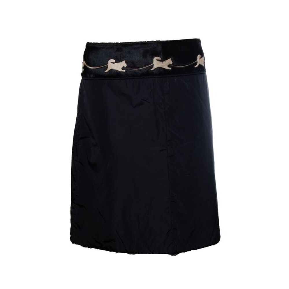 Prada, Nylon skirt in black with ponyskin
